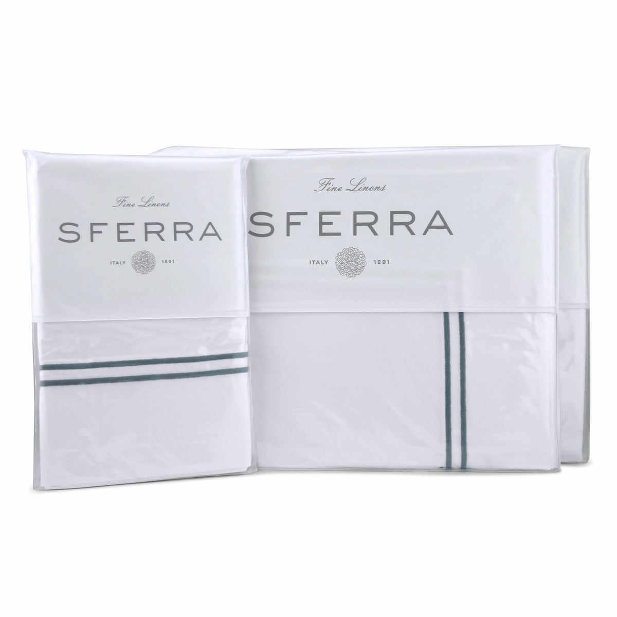 Sferra Grande Hotel Collection Sheet Set White/Cadet Fine Linens