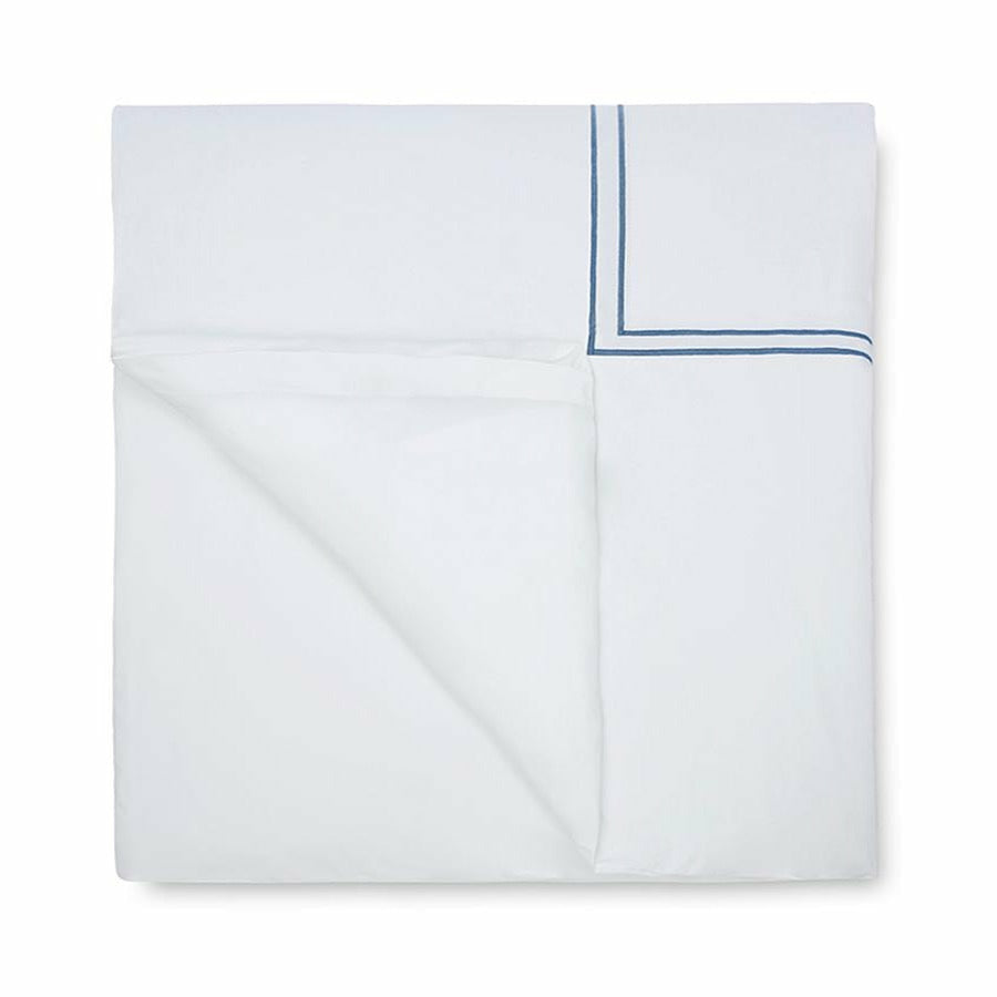 Sferra Grande Hotel Collection Duvet Cover White/Cadet Fine Linens