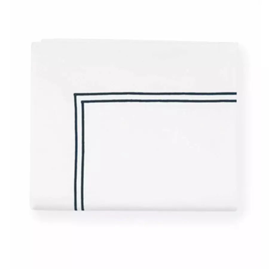 Sferra Grande Hotel Sheet Sets Flat Sheet White/Black Fine Linens