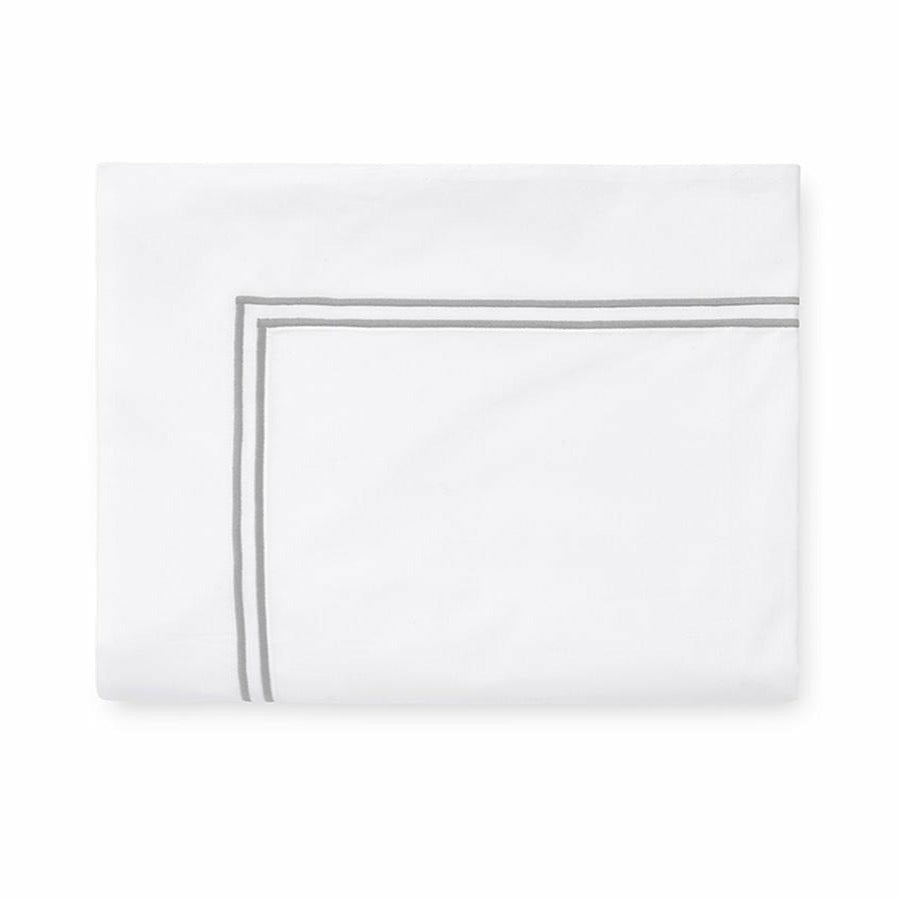 Sferra Grande Hotel Collection Flat Sheet White/Silver Fine Linens