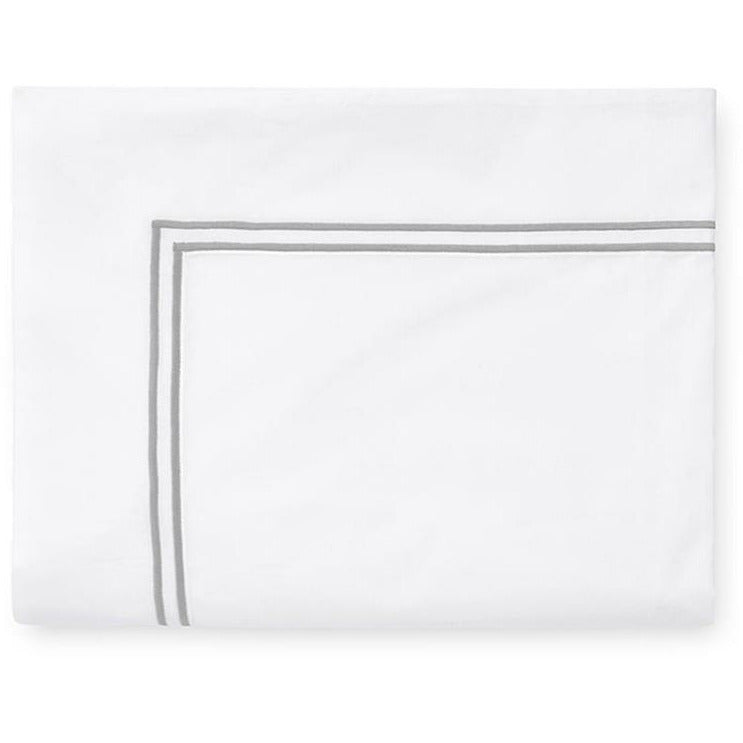 Sferra Grande Hotel Collection Flat Sheet White/Silver Fine Linens