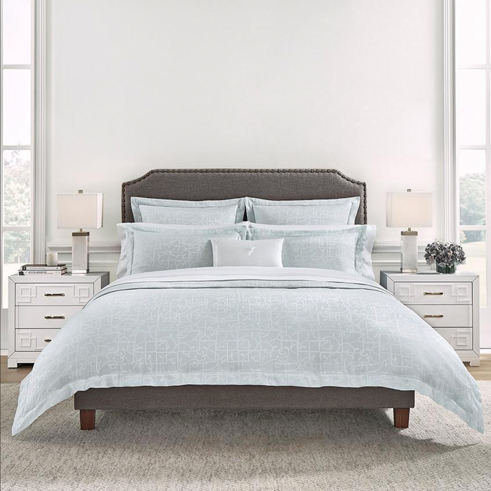 Sferra Graticcio Bedding Aquamarine Fine Linens