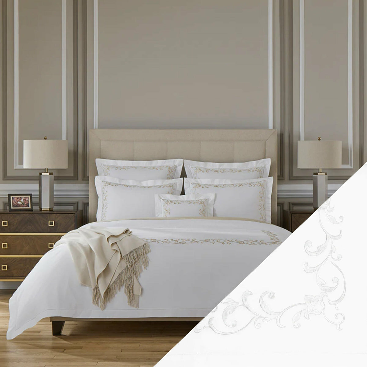 Sferra Griante Bedding Main White/White Fine Linens