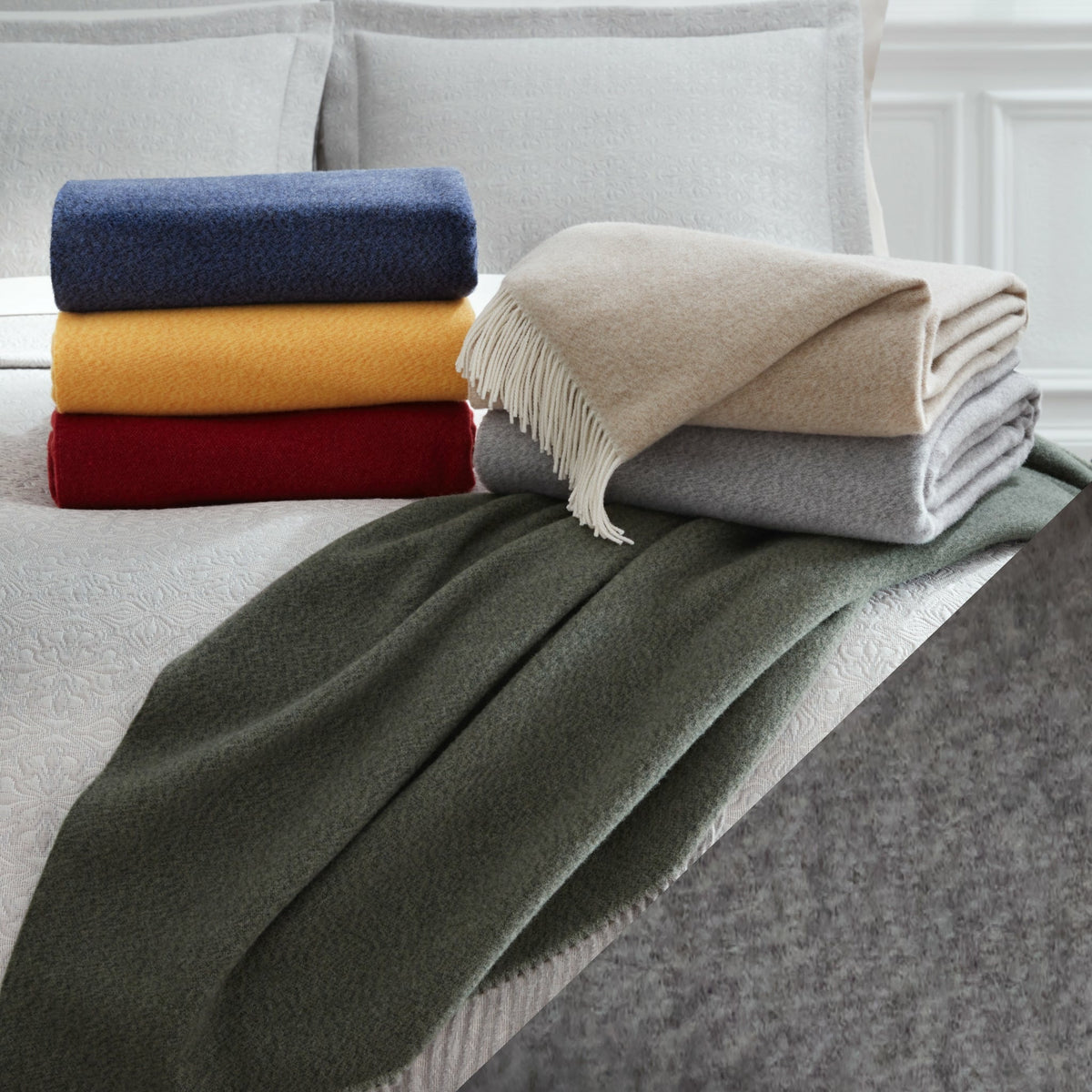 Sferra Matese Throw Blanket Fine Linen - Grey