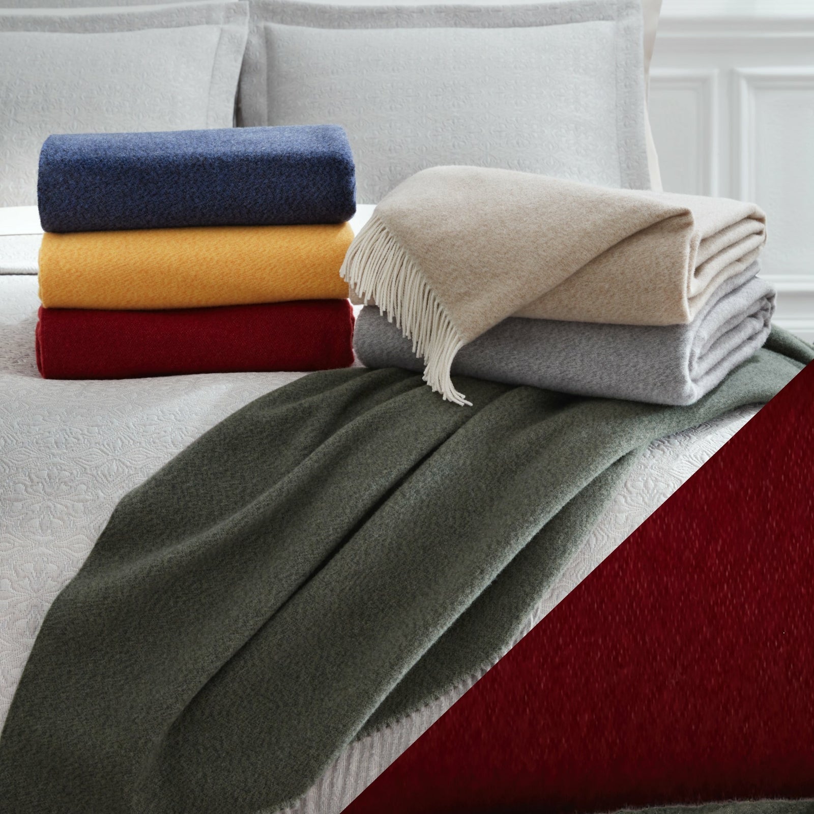 Sferra Matese Throw Blanket Fine Linen - Merlot