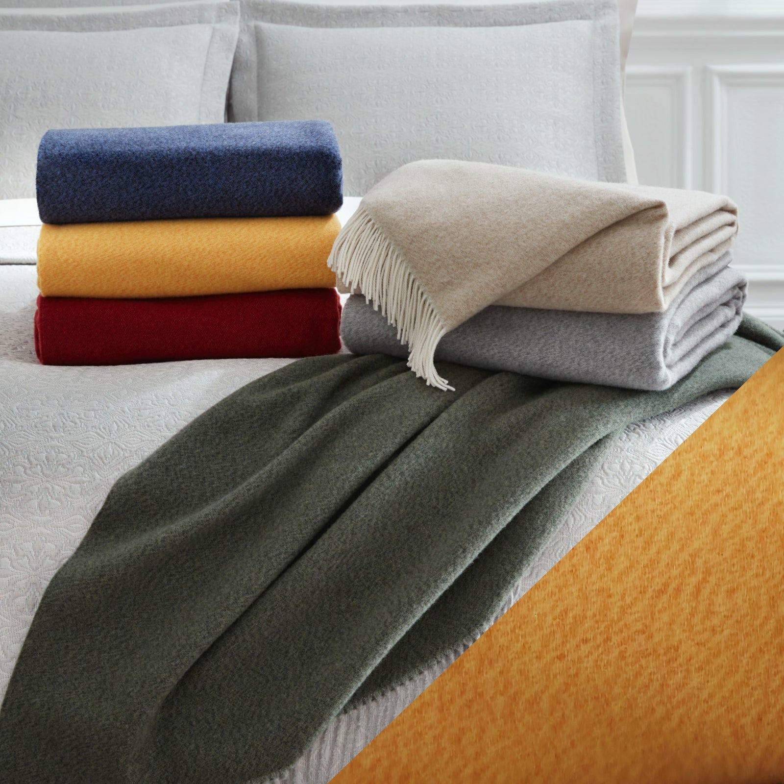 Sferra Matese Throw Blanket Fine Linen - Sunshine