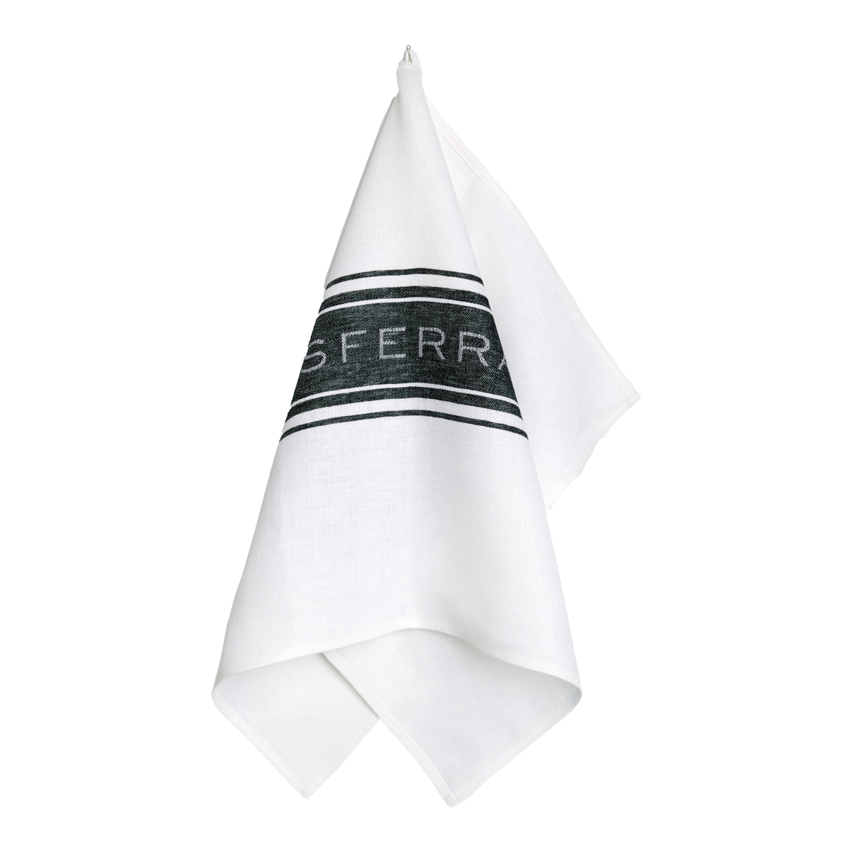 Sferra Parma Kitchen Towels Hanging White Black Fine Linens