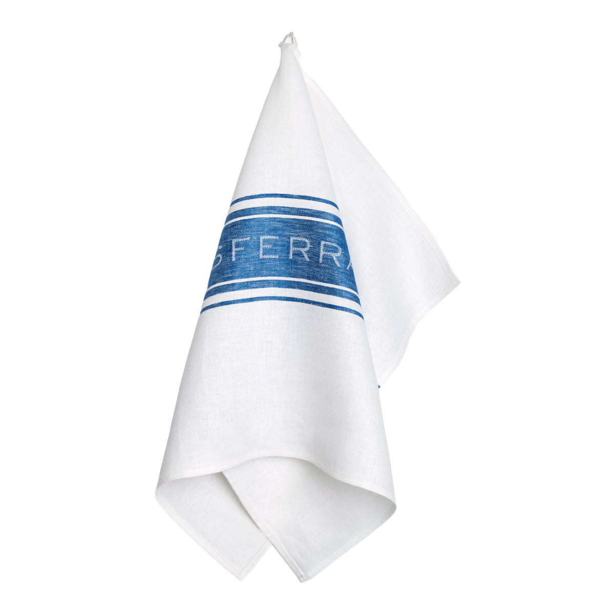 Sferra Parma Kitchen Towel Hanging White Blue Fine Linens