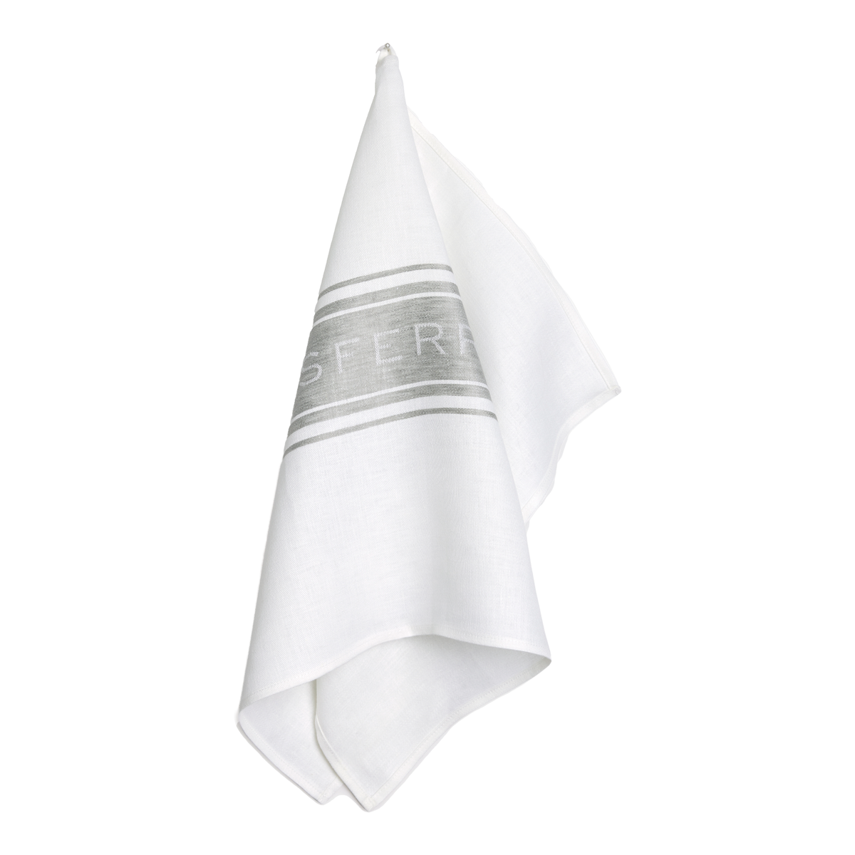 Sferra Parma Kitchen Towel Hanging White Grey Fine Linens