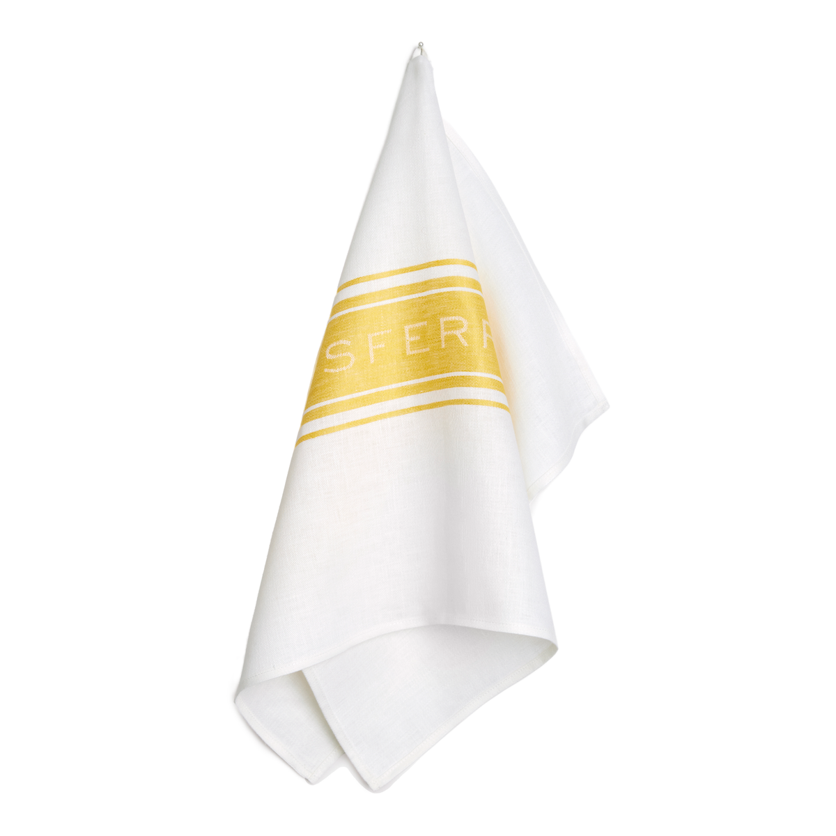 Sferra Parma Kitchen Towel Hanging White Yellow Fine Linens