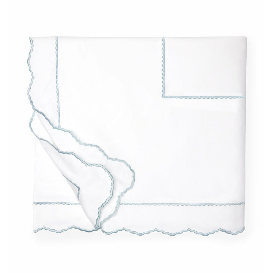 Sferra Pettine Bedding Collection Duvet Cover  White/Sky Fine Linens