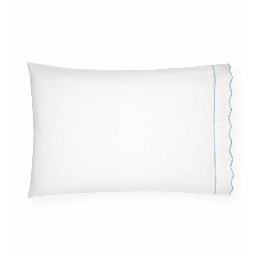 Sferra Pettine Bedding Collection Pair Of Two Pillowcases White/Sky Fine Linens