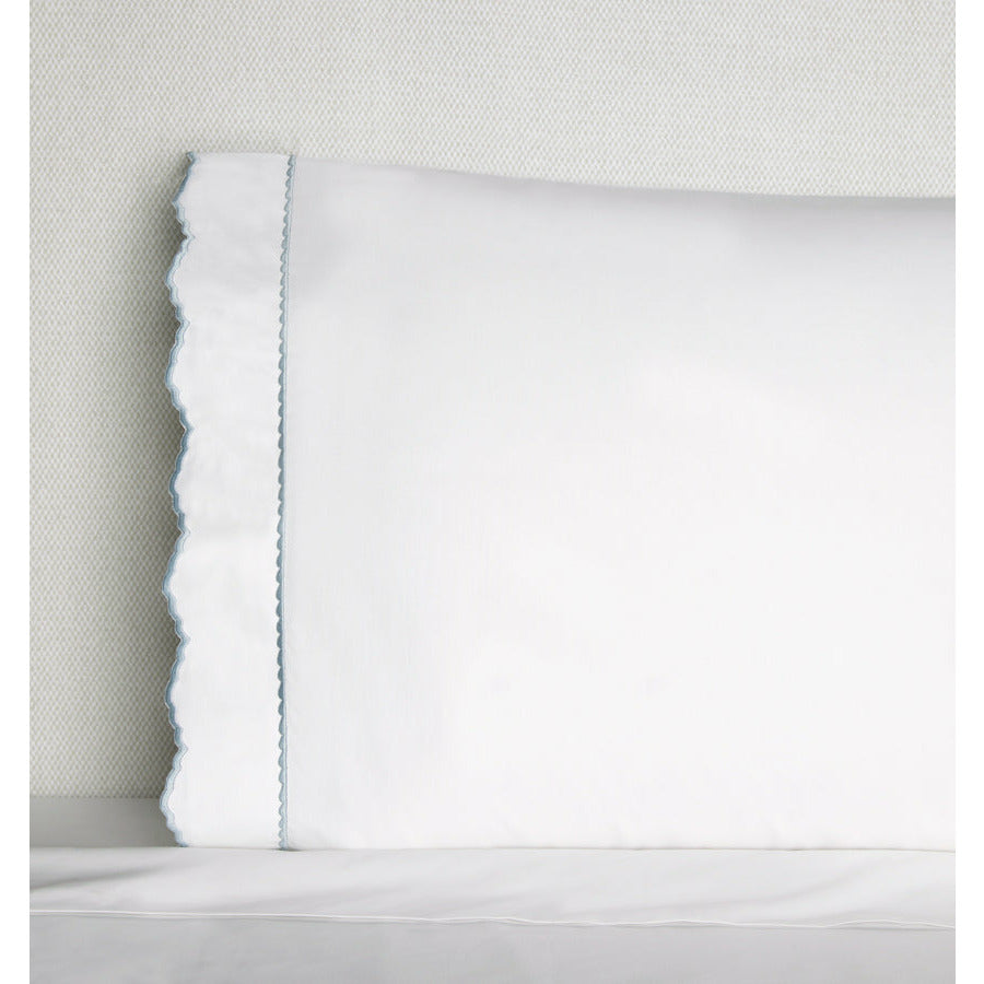 Sferra Pettine Bedding Collection Pillowcase White/Sky Fine Linens