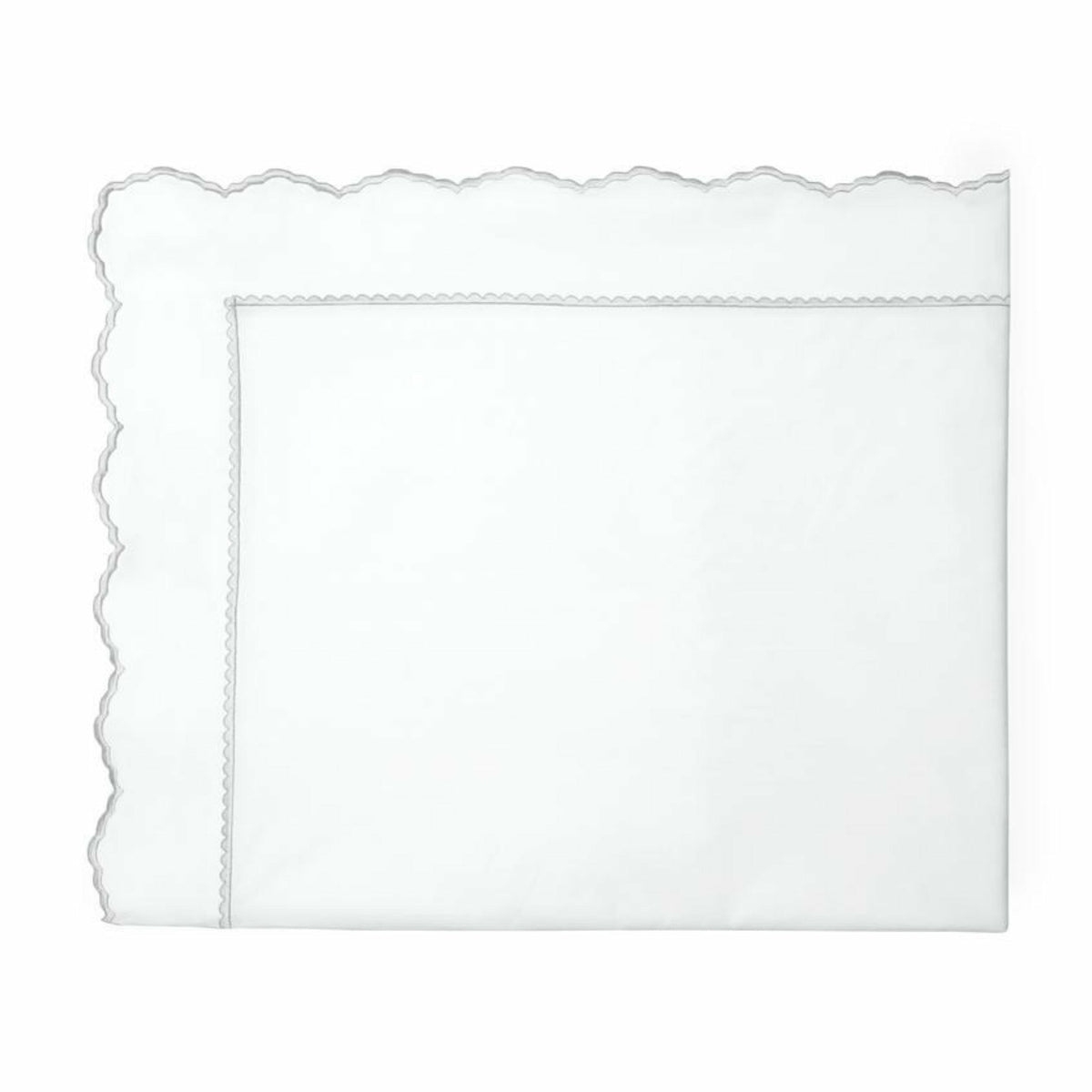 Sferra Pettine Bedding Collection Flat Sheet White/Tin Fine Linens
