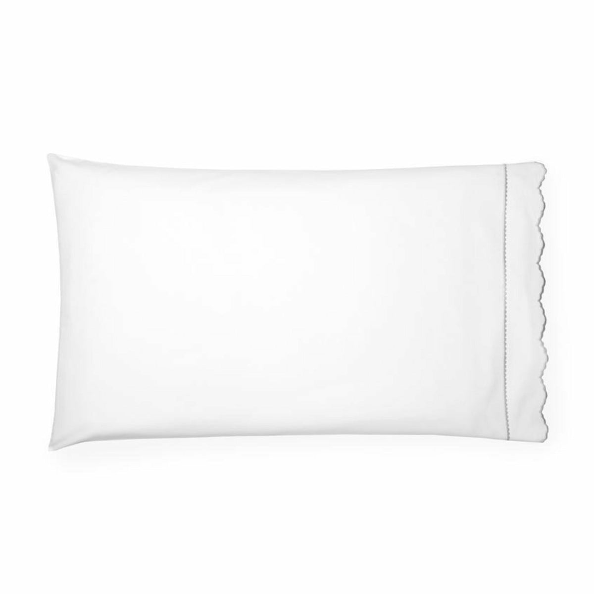 Sferra Pettine Bedding Collection Pillowcase White/Tin Fine Linens