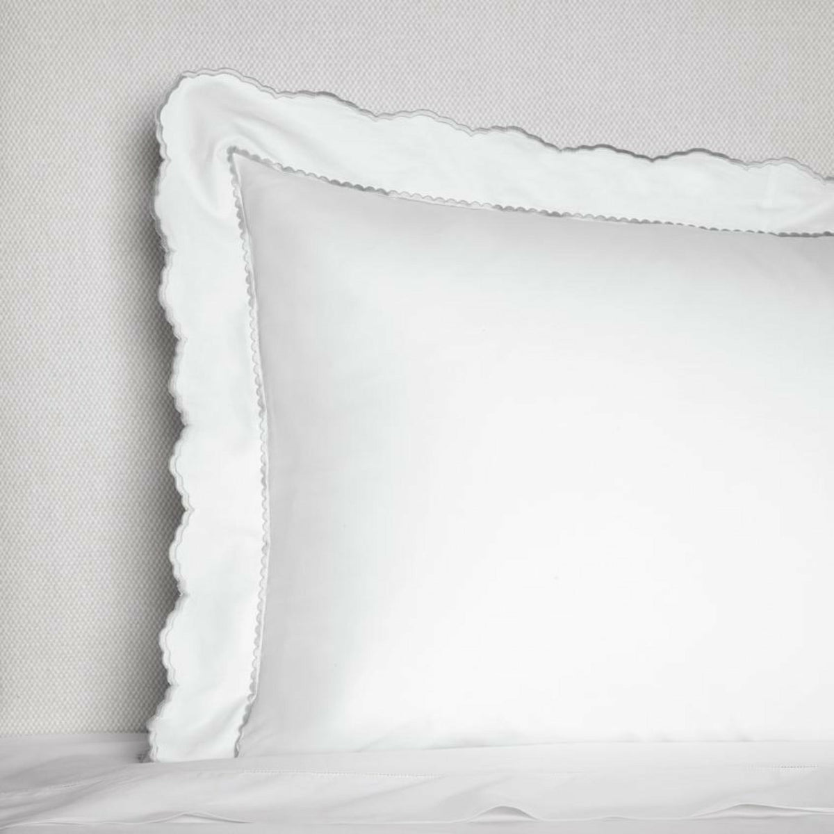 Sferra Pettine Bedding Collection Sham Corner White/Tin Fine Linens
