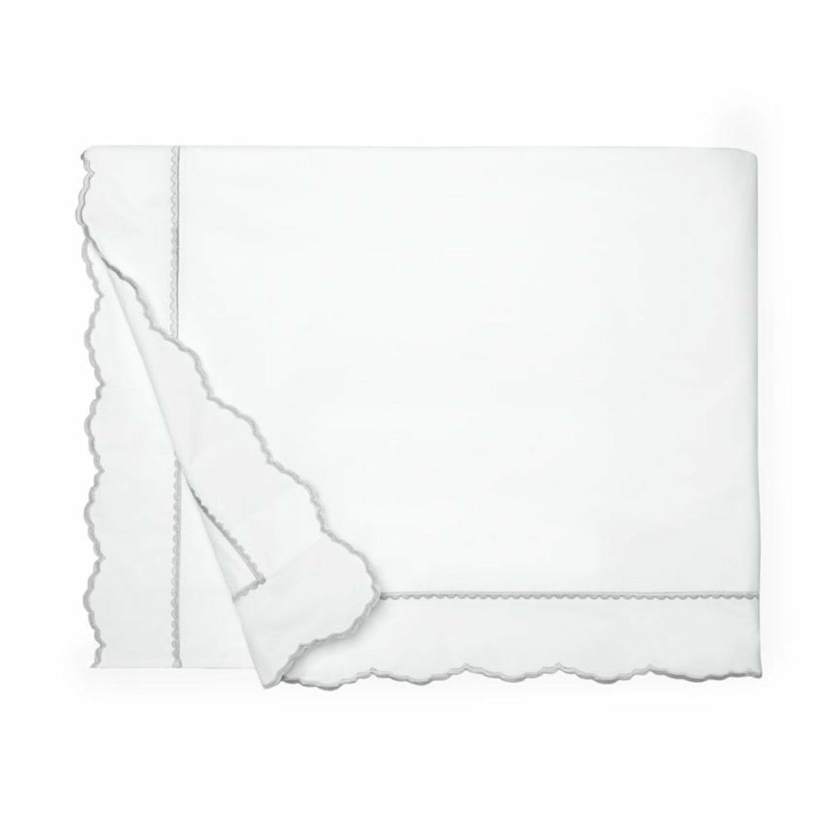 Sferra Pettine Bedding Collection Duvet Cover White/Tin Fine Linens
