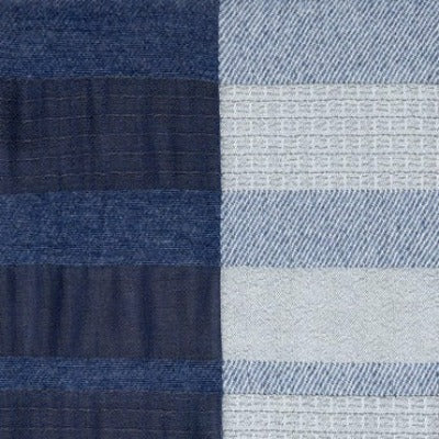 Sferra Rimini Fringed Throw Blanket Stack Denim Fine Linens