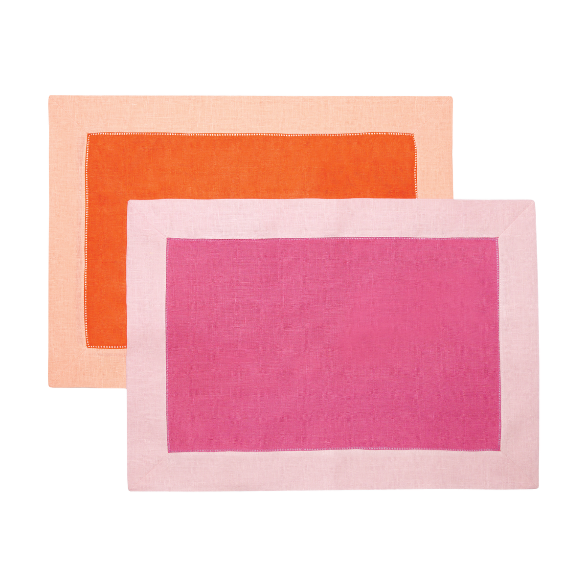 Sferra Roma Table Linens Pink and Carnation with Tangerine and Cameo Color Placemats