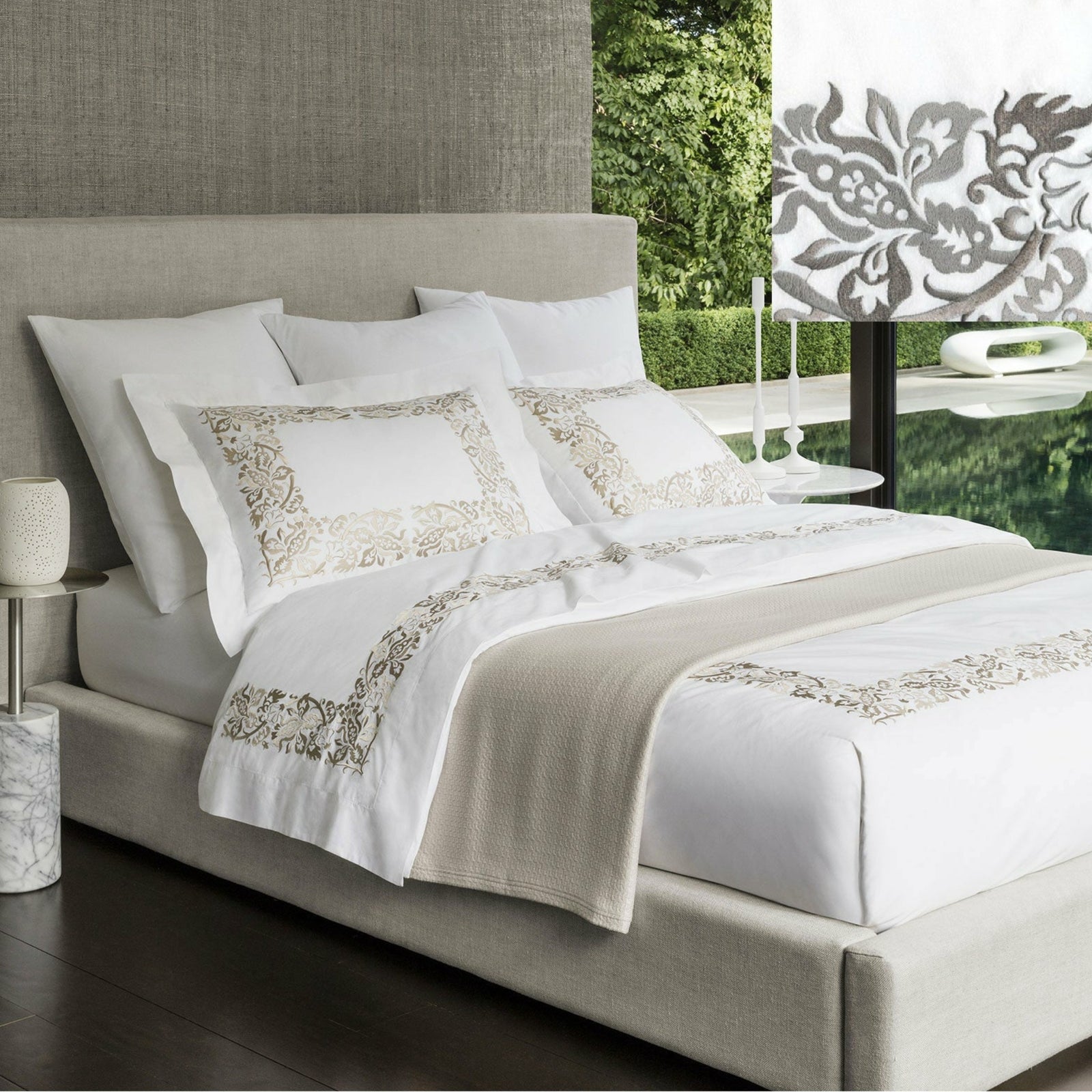 Sferra Saxon Bedding Main Grey Fine Linens