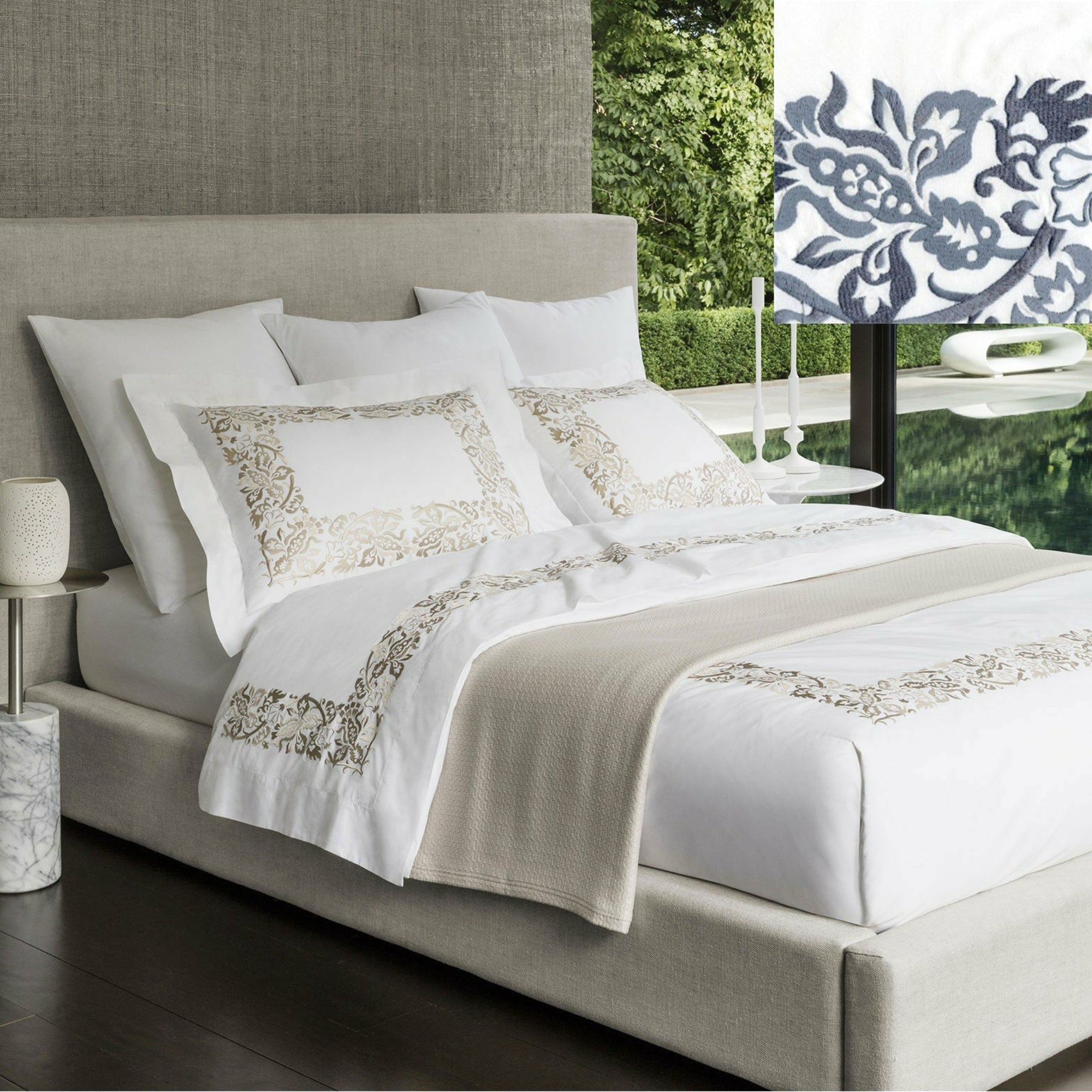 Sferra Saxon Bedding Main Indigo Fine Linens