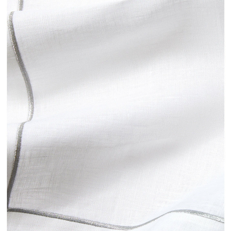Sferra Seaton Dinner Napkins Detail White/Silver Fine Linens