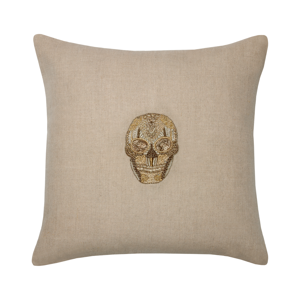 Sferra Skull Decorative Pillow Gold Color