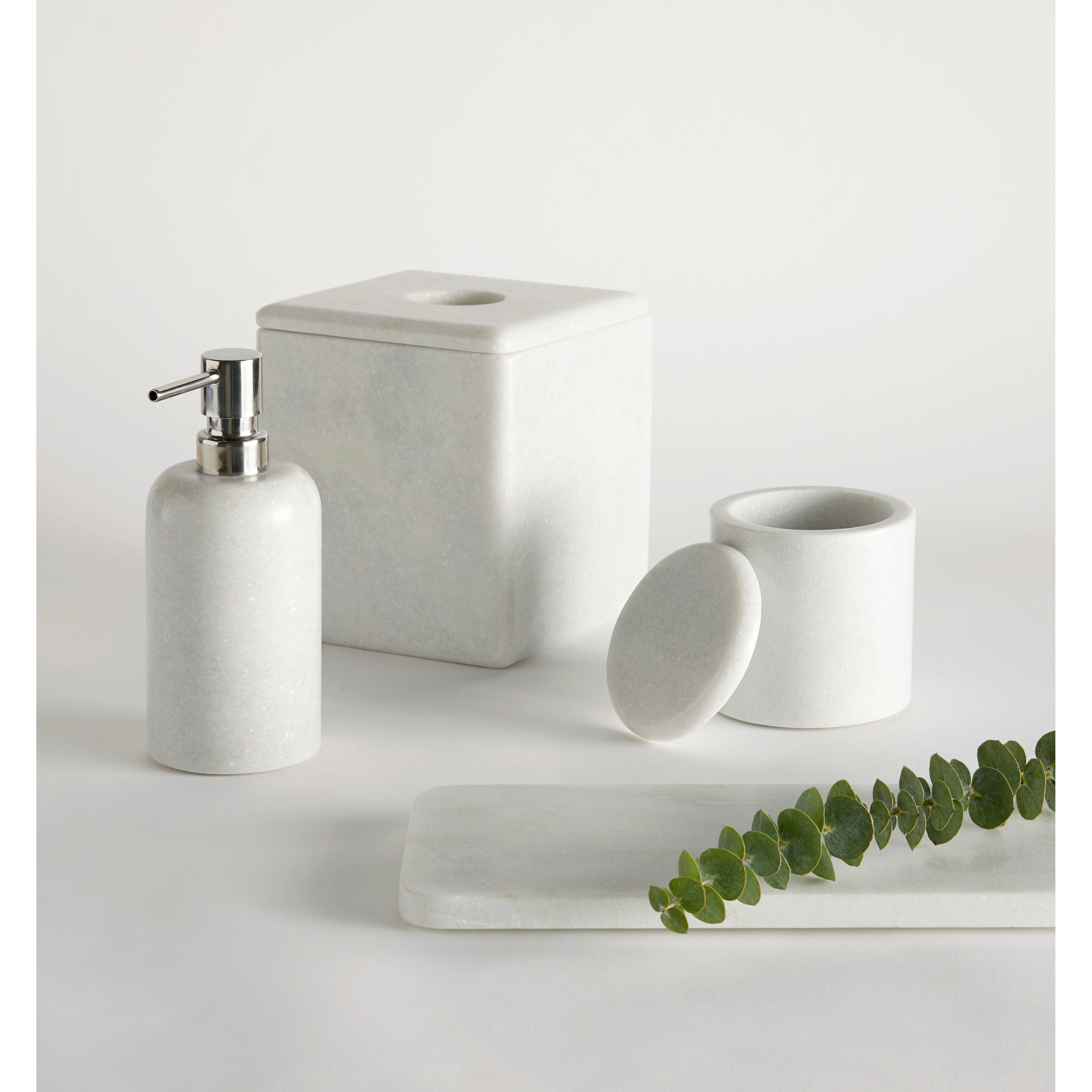 Set of 4 Travertine Bathroom Accessories Soap Dispenser & Toothbrush Holder  & Cup & Tray