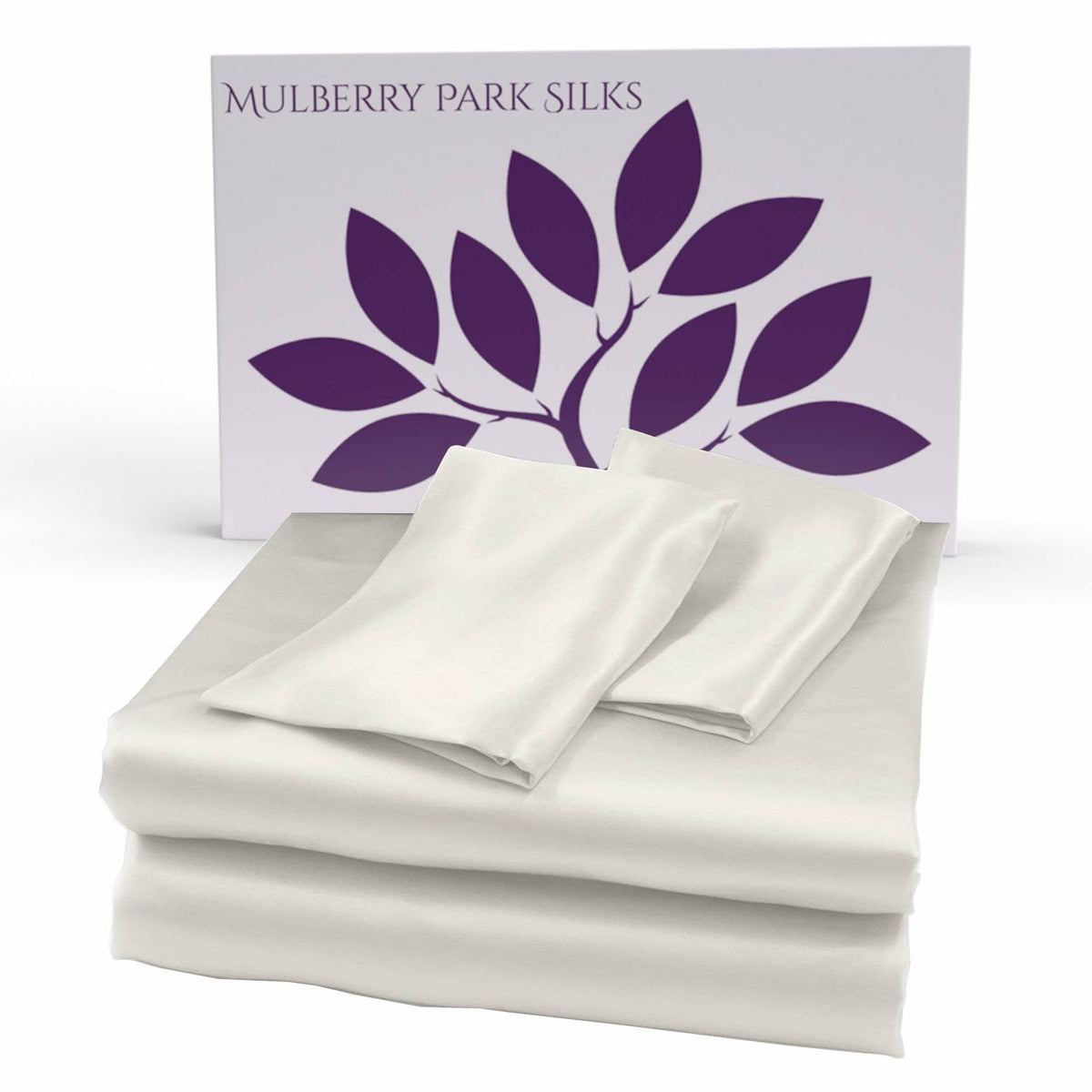 Mulberry Park Silks 19 Momme Silk Sheet Set with Box Ivory Fine Linens