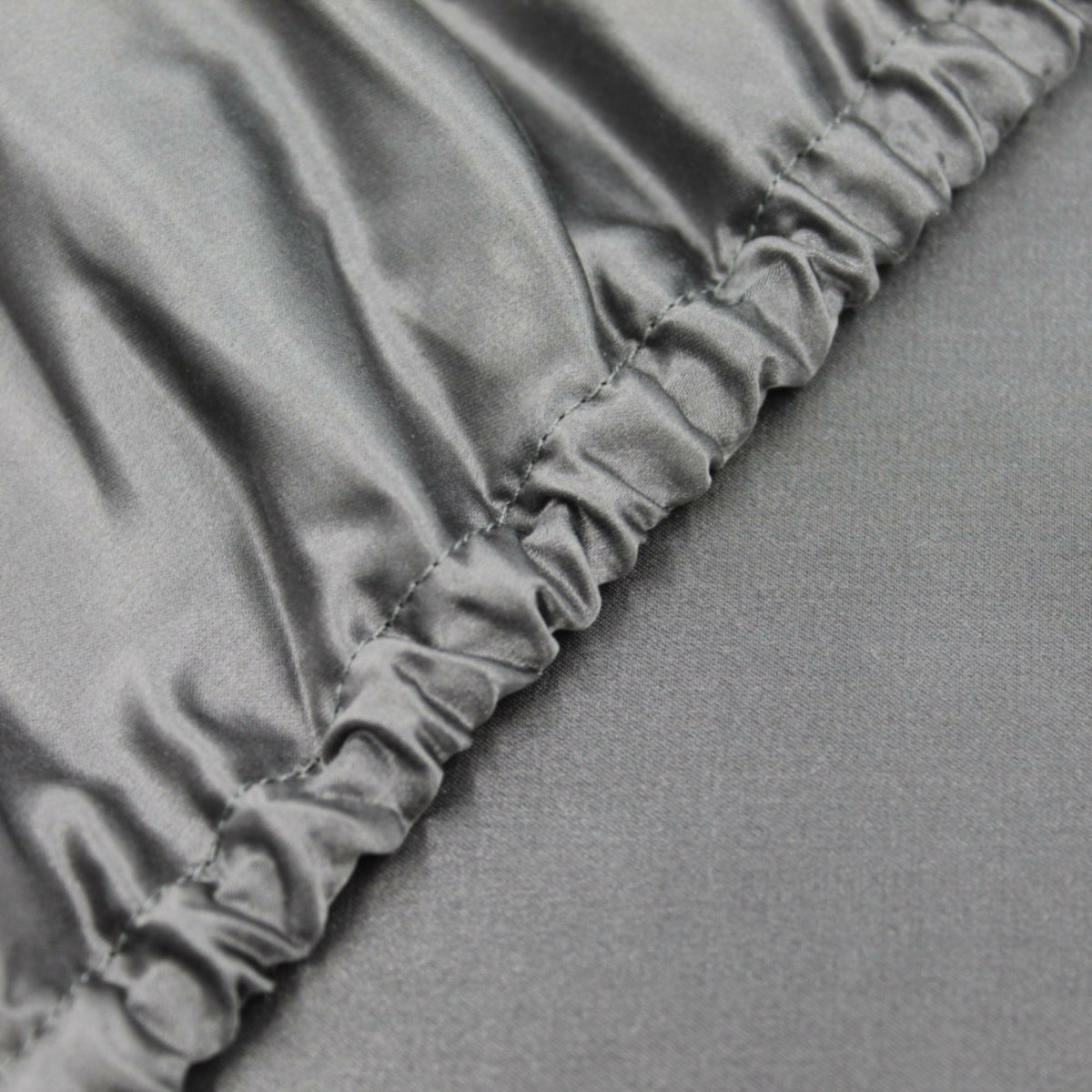 Mulberry Park Silks 22 Momme Sheet Set Fitted Sheet Gunmetal Fine Linens