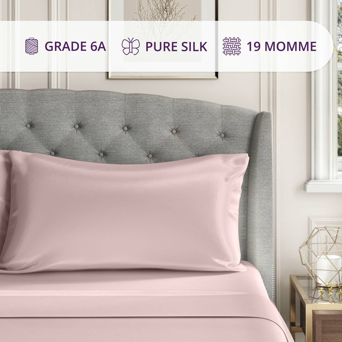 2 Pink Silk Pillowcase, 100% Mulberry Silk Pillowcase, 22 Momme Grade 6A  Silk, Standard Pillowcase, Envelope Closure, US Brand