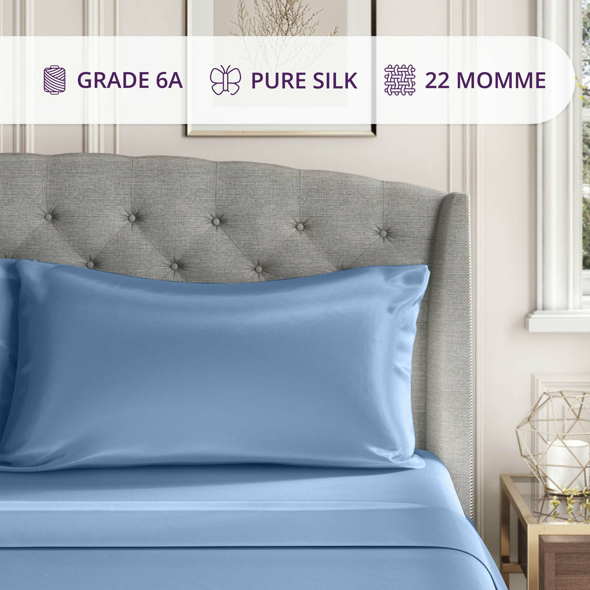 22 Momme Pure Silk Pillowcase Features Fine Linens