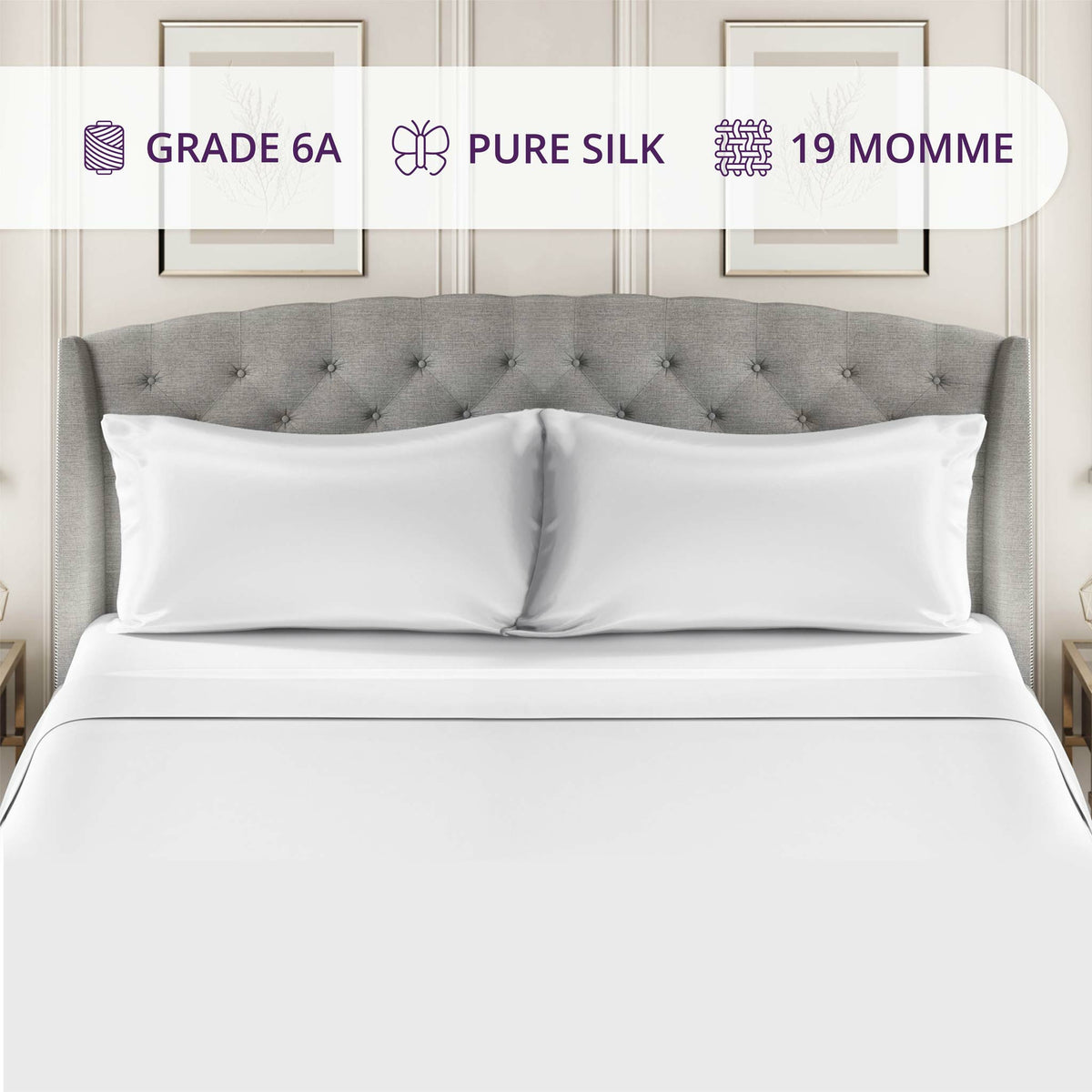 Silk Sheet Set Features 19 Momme White Fine Linens