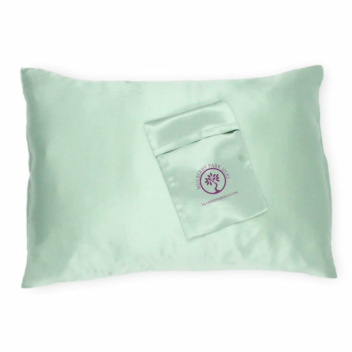 Mulberry Park Silks Pure 19 Momme Silk Travel Pillowcase Main Green Fine Linens