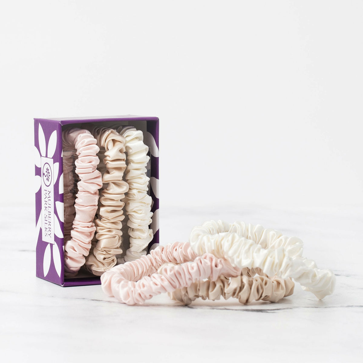 Small Ivory/Pink/Sand Scrunchies Box Stack