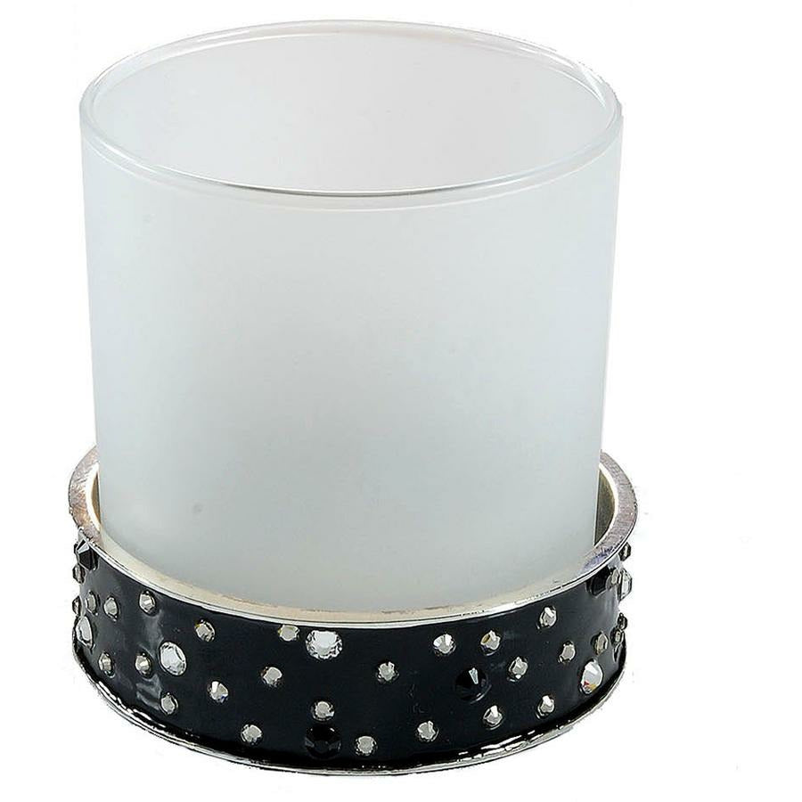 Mike and Ally Stardust Bath Accessories - Black Black with Silver Trim /  Make Up Brush Holder (3.25W X 4.25H)