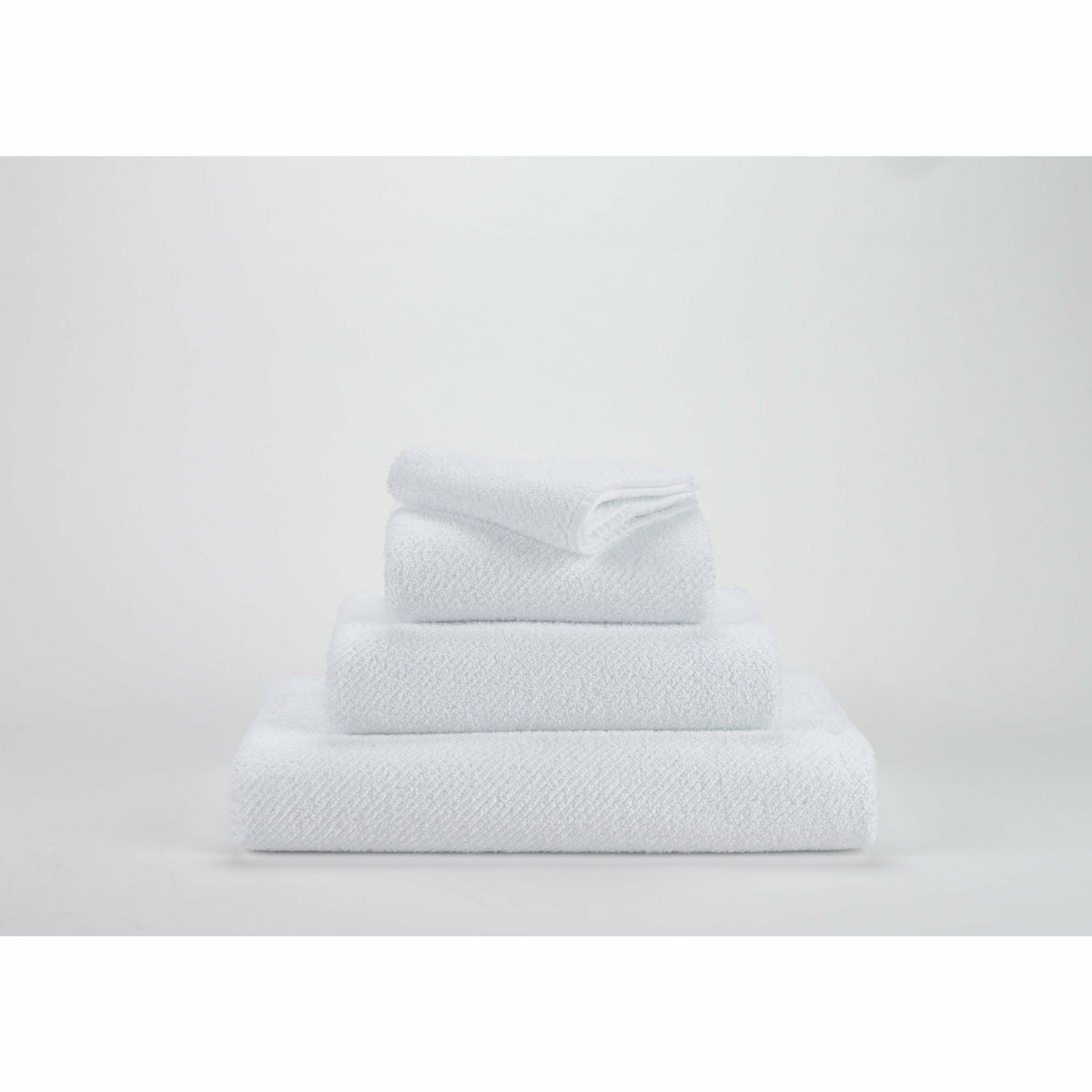 Abyss Twill Bath Towels Stack White Fine Linens 
