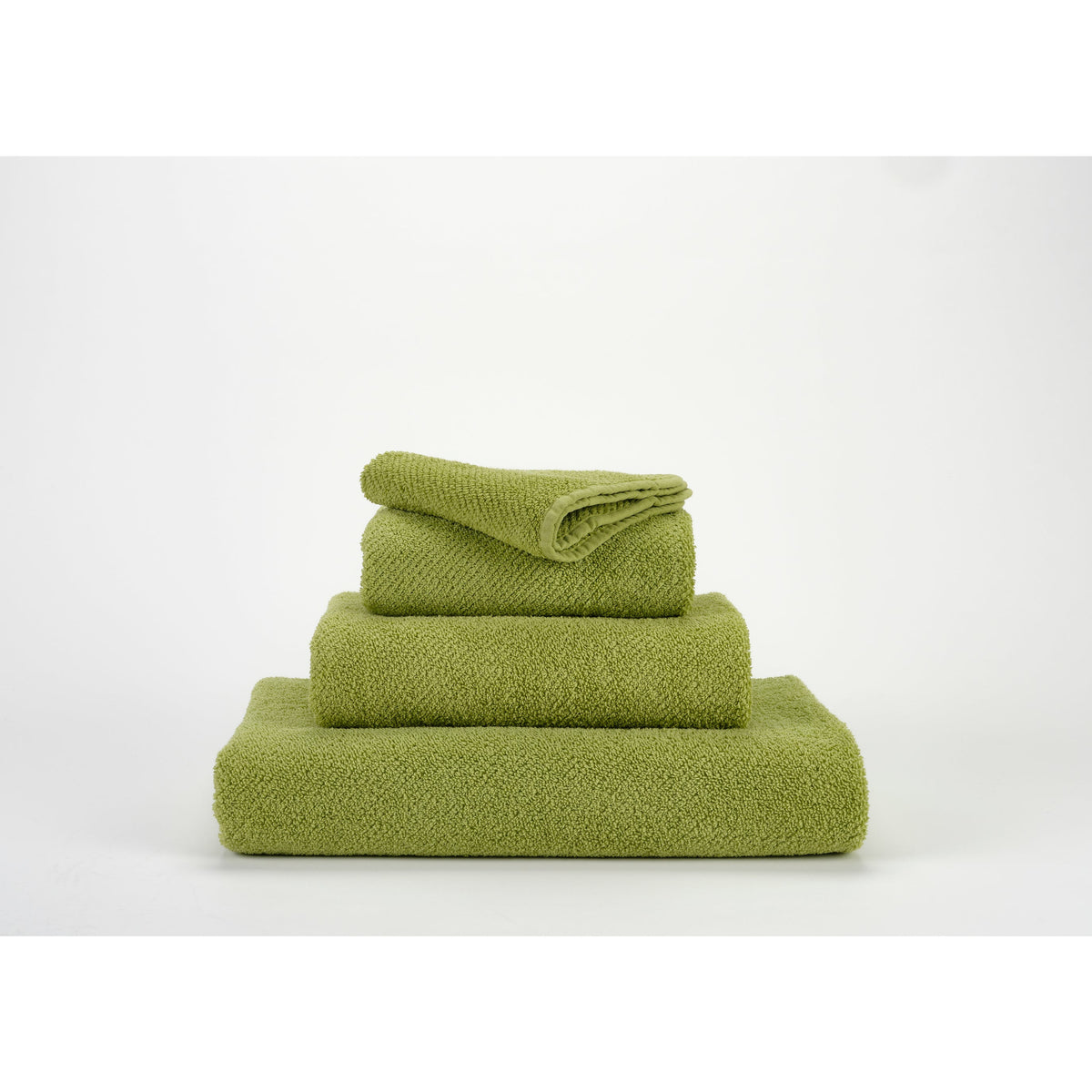 Abyss Twill Bath Towels Stack Apple Green (165) Fine Linens