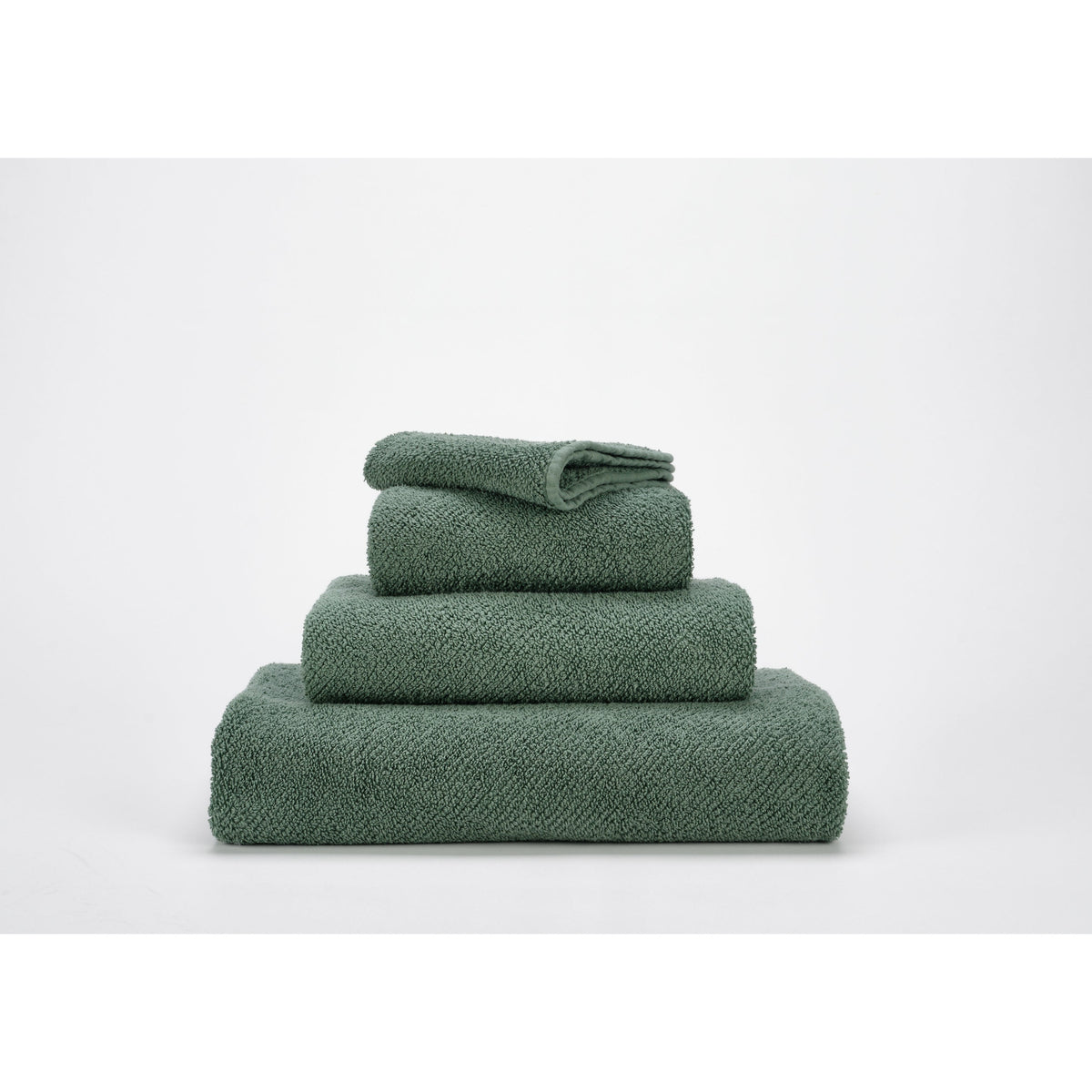 Abyss Twill Bath Towels Stack Evergreen (280) Fine Linens