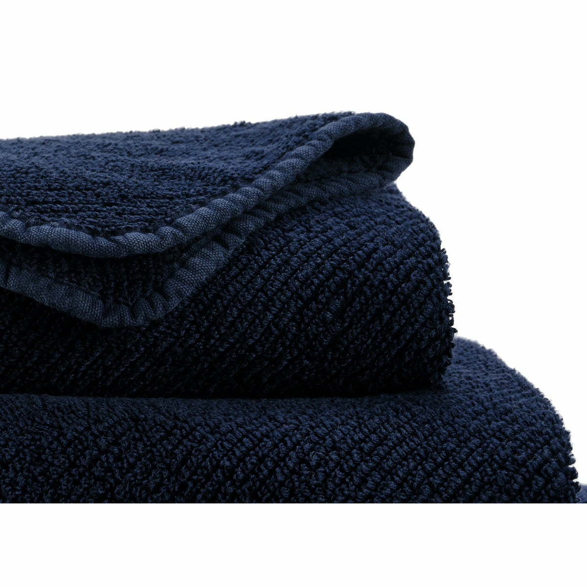 Abyss Twill Bath Towels Close Up  Navy Fine Linens