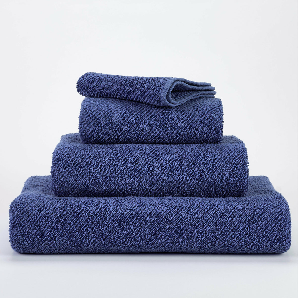 Abyss Twill Bath Towels Stack Cadette Blue (332) Fine Linens
