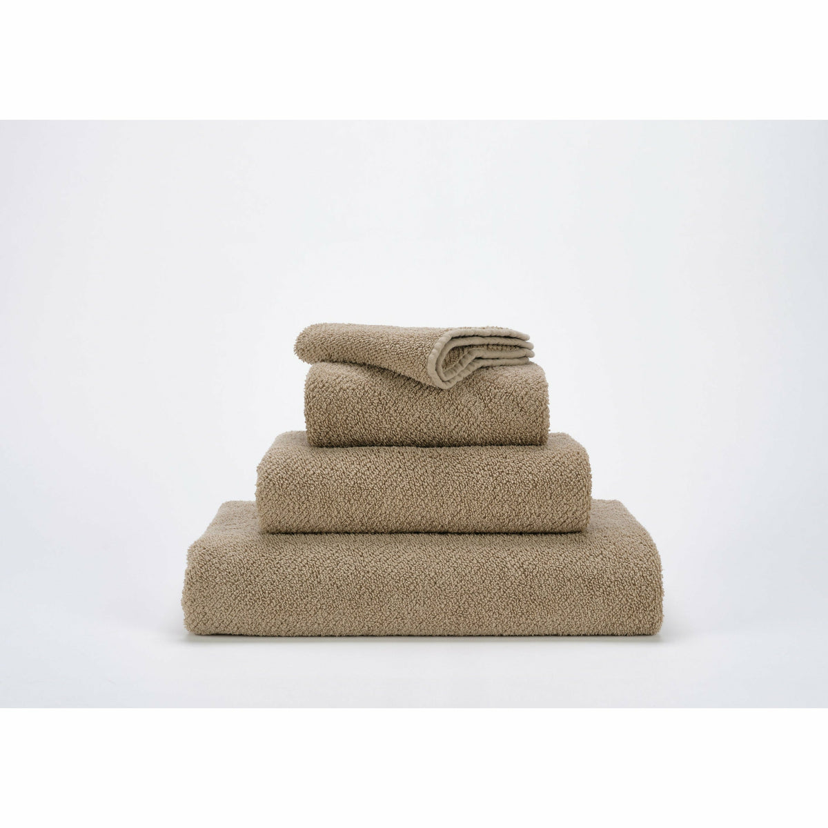 Abyss Twill Bath Towels Stack Taupe Fine Linens 