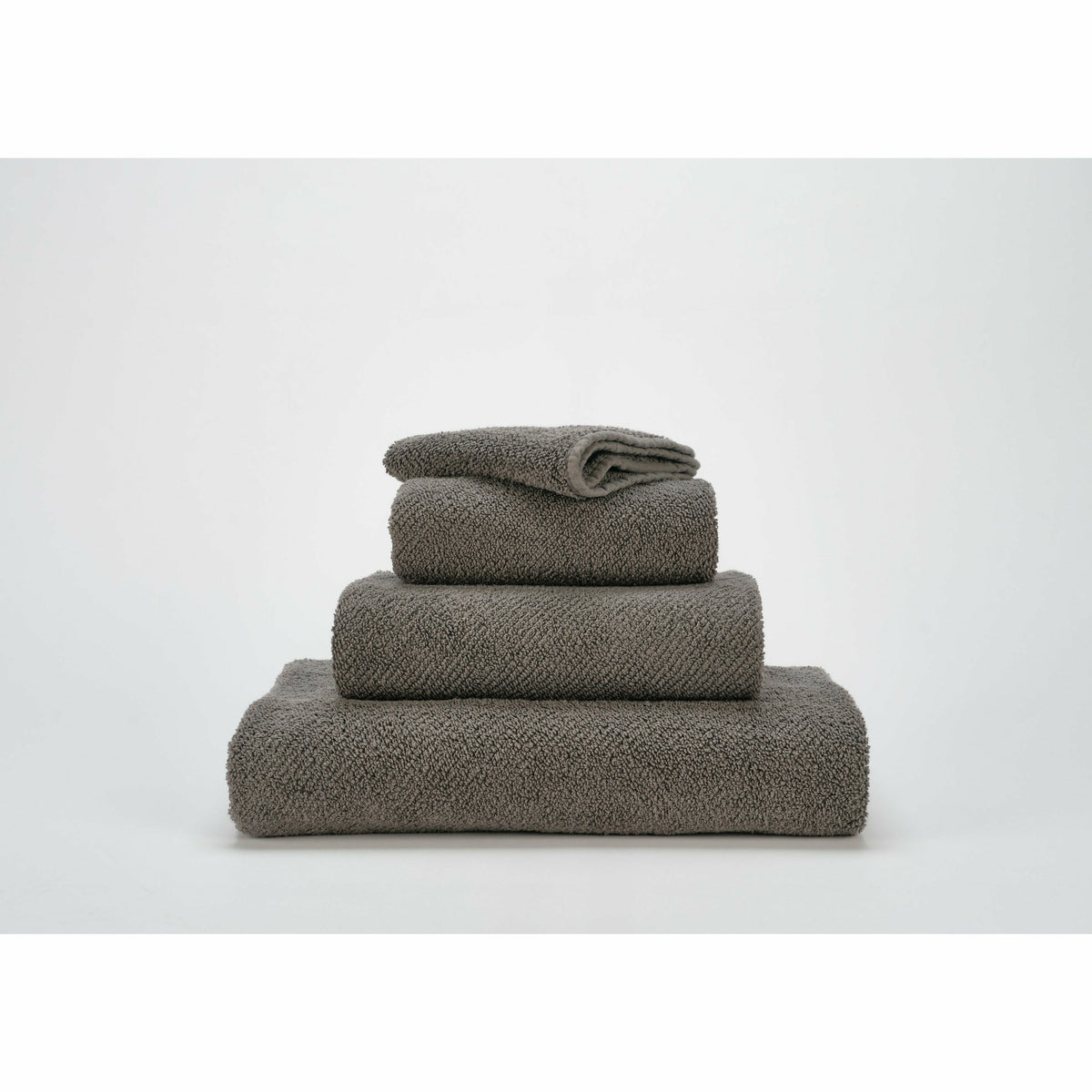 Abyss Twill Bath Towels Stack Gris Fine Linens