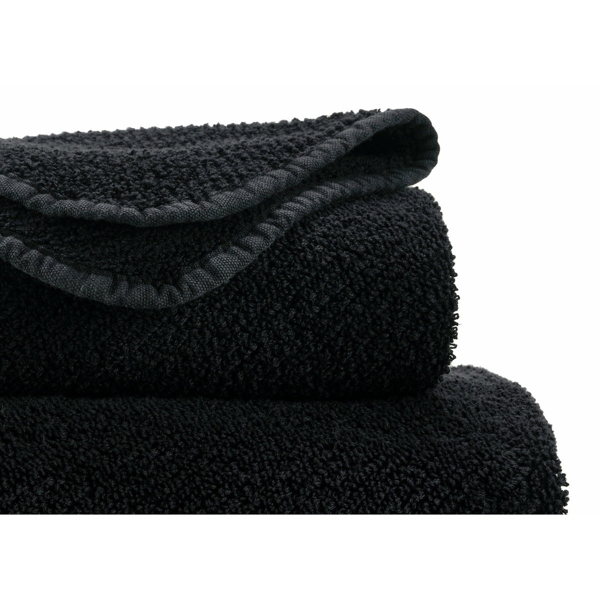 Abyss Twill Bath Towels Close Up Black (990) Fine Linens