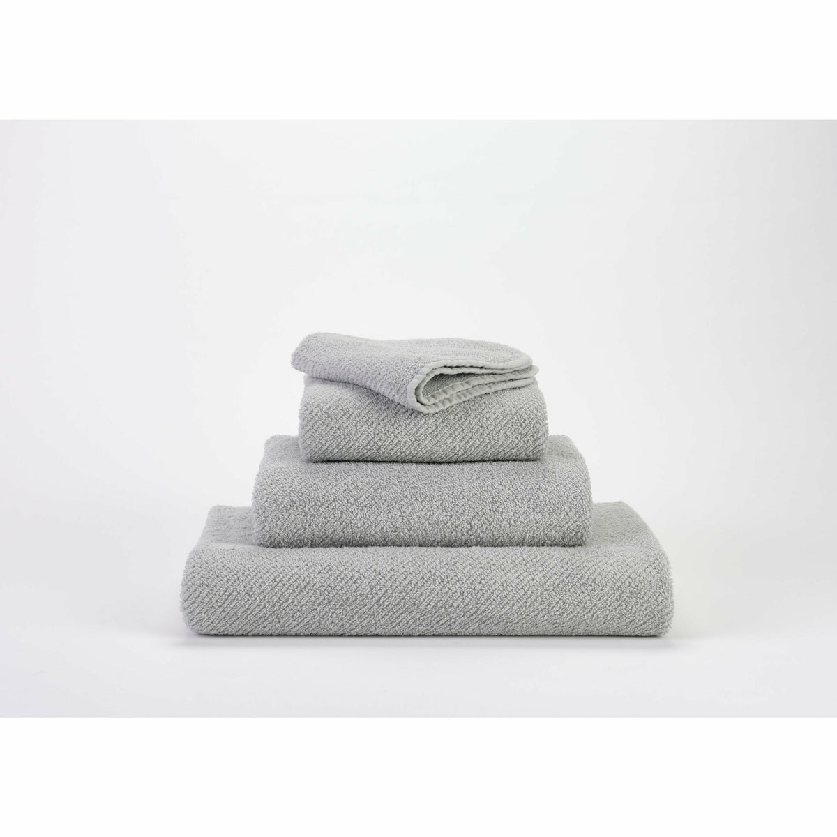 Abyss Twill Bath Towels Stack Platinum Fine Linens