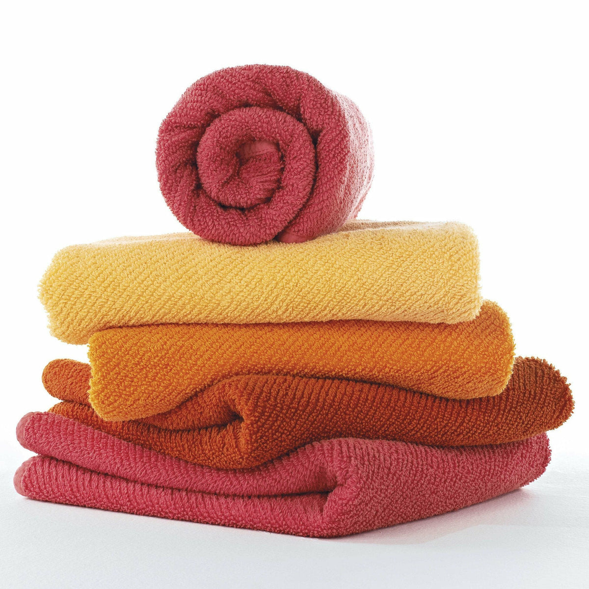 Abyss Twill Bath Towels Folded and Rolled Ivory Fine Linens