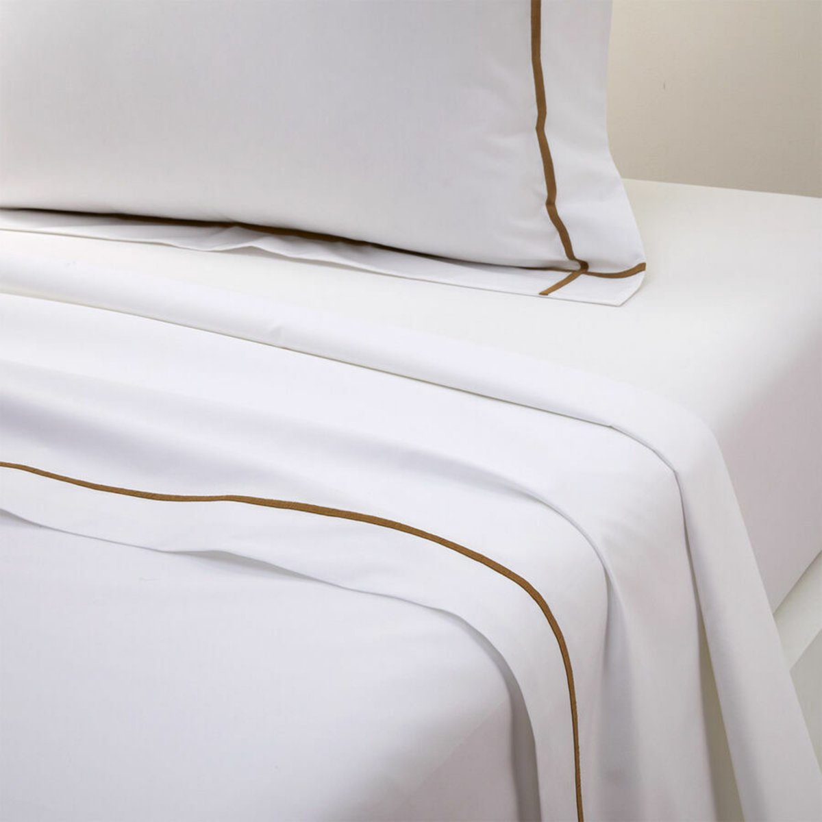 Flat Sheet of Yves Delorme Athena Bedding in Bronze Color