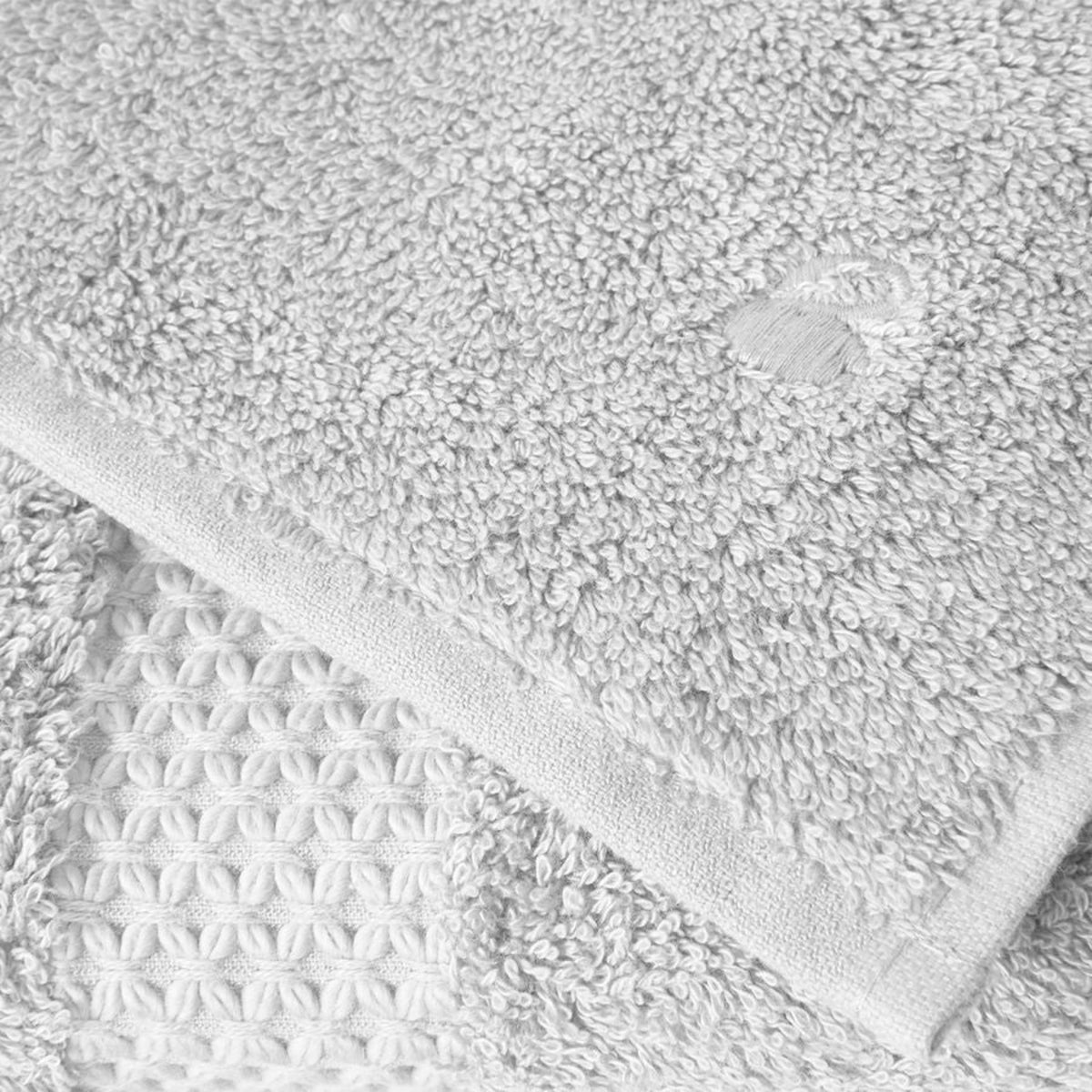 Yves Delorme Etoile Bath Towels and Mats in Silver Color Fine Linen