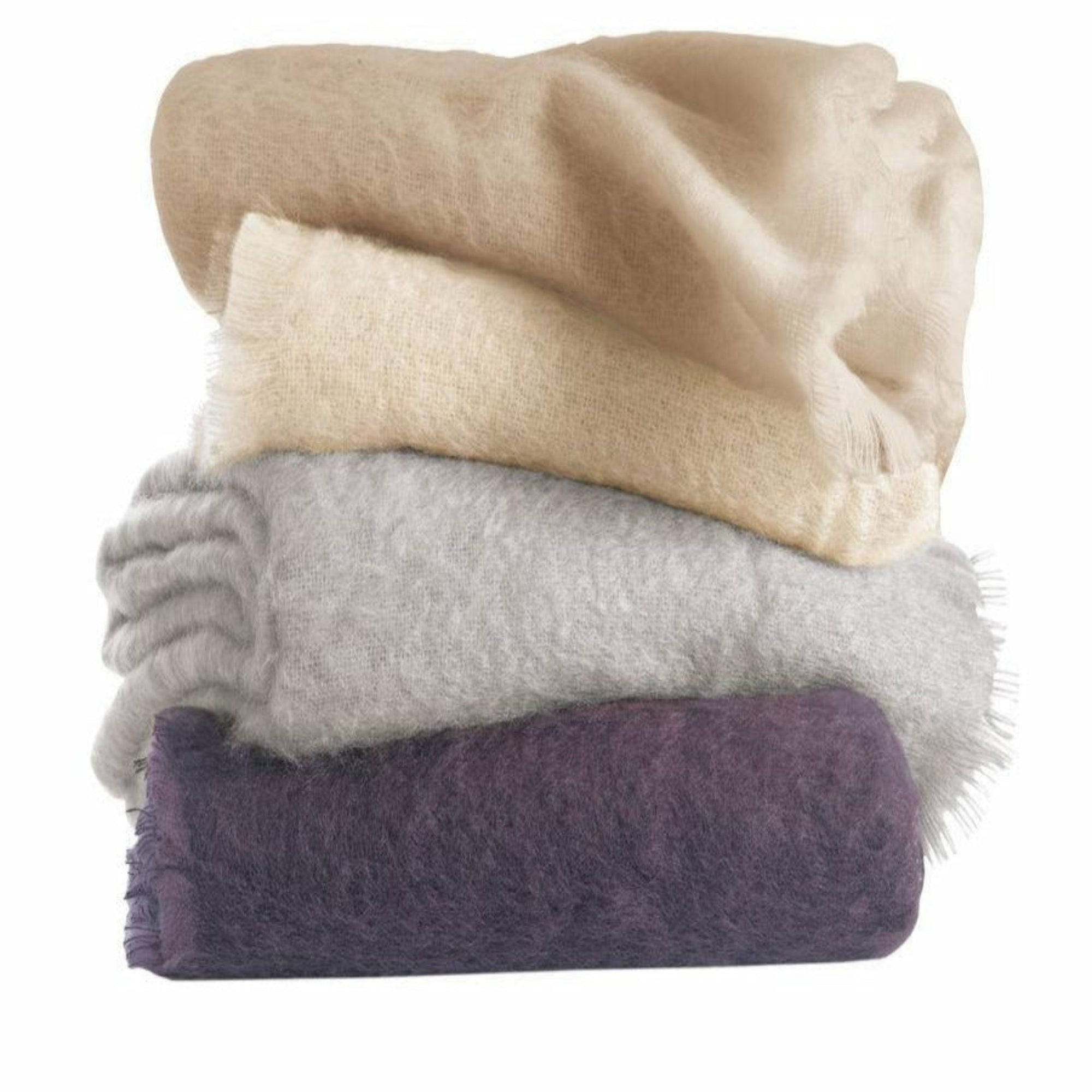 Yves Delorme Mohair Throw Stack Fine Linens