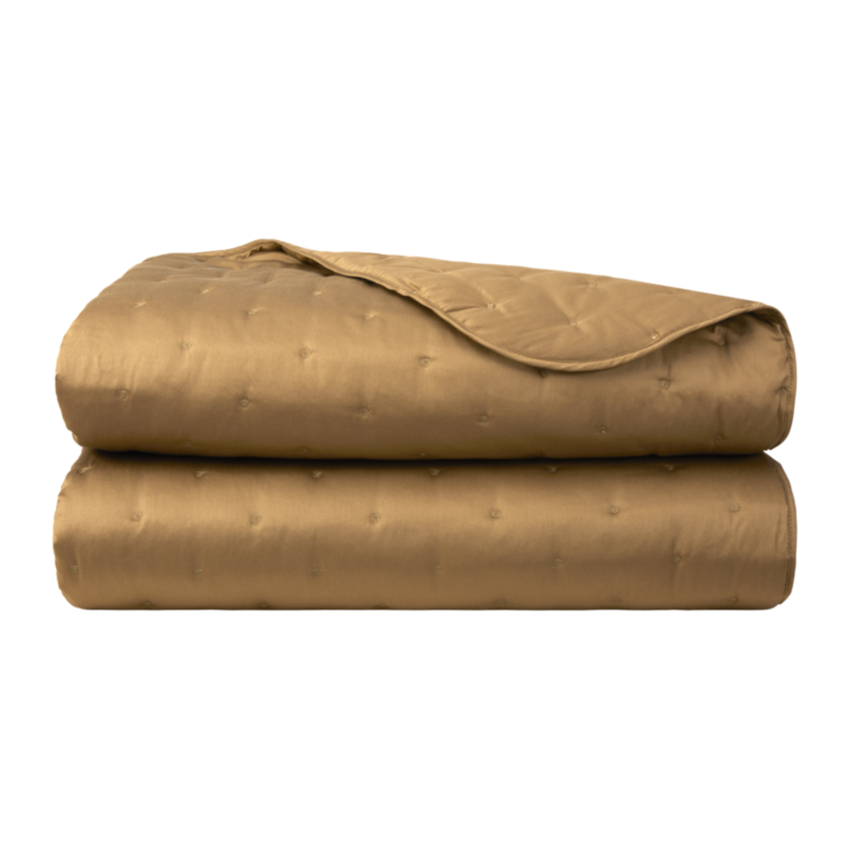 Folded Coverlet of Yves Delorme Quilted Triomphe Bedding in Bronze Color